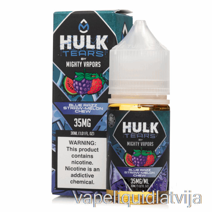 Zils Razz Salmu Košļājamā Melone - Hulk Asaru Sāļi - 30ml 35mg Vape šķidrums